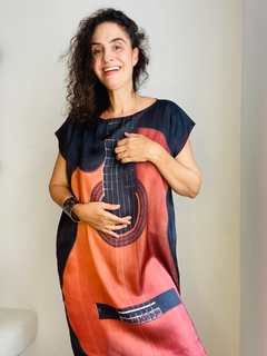 Vestido Kaftan Cetim Violão - ALESSA