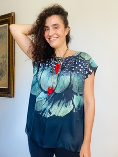 Camiseta Kaftan Cetim Pluma Verde - loja online