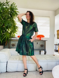 Saia Rodada Tafetá Besouro Verde - online store
