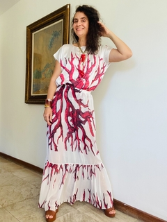 Saia Babados Longa Chiffon Coral - buy online