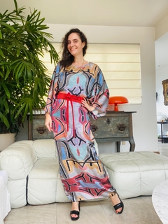 Vestido Maxi Longo Cetim Paul Klee Rosa - comprar online
