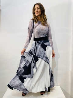 Saia Plissada Crepe Arquitetura - comprar online