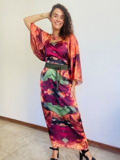 Vestido Maxi Longo Cetim Orquidea Laranja - online store