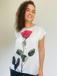 Imagem do Camiseta Kaftan Cetim Rosa Única Branca