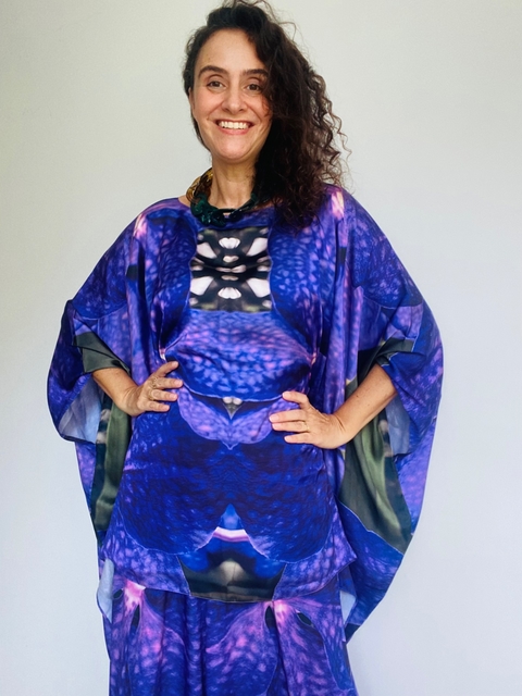 Camiseta Maxi Cetim Orquidea Roxo