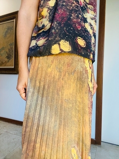 Saia Plissada Longa Crepe Monet Amarelo - online store