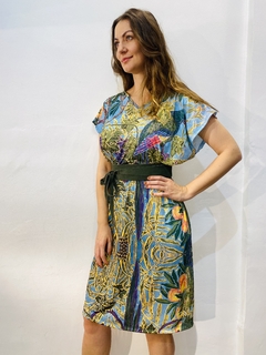 Image of Vestido Kaftan Curto Jersey Arara Verde
