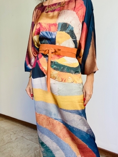 Vestido Maxi Longo Cetim Aquarela