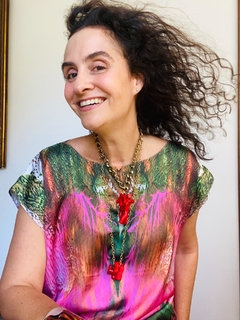 Camiseta Kaftan Cetim Porta Bandeira - ALESSA