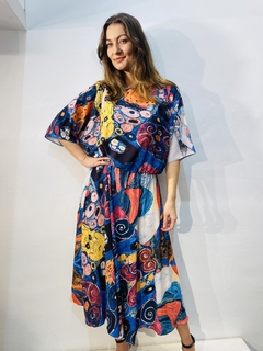 Vestido Morcego Evasê Crepe Arabesco on internet