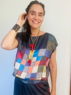 Camiseta Kaftan Cetim Paul Klee Colorido
