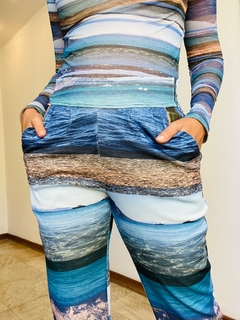 Calça Alfaiataria Neoprene Azul Sardenha - ALESSA
