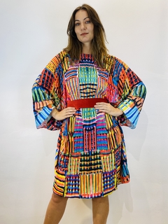 Vestido Maxi Curto Cetim Xadrez - ALESSA