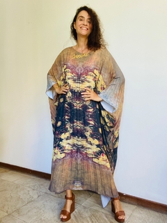 Vestido Plissado Longo Crepe Monet Amarelo - comprar online