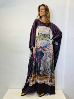 Vestido Maxi Longo Cetim Municipal Mosaico Vinho - loja online
