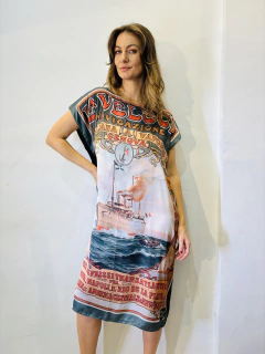 Vestido Kaftan Cetim Navio Cor - comprar online