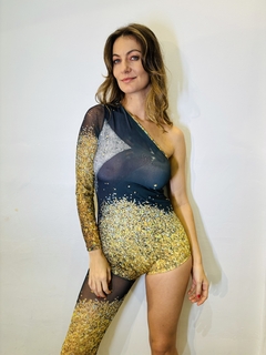 Macacão Manga Única Jersey/Tule Samba Preto - loja online