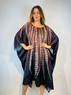 Vestido Maxi Curto Cetim Faisão Preto - ALESSA