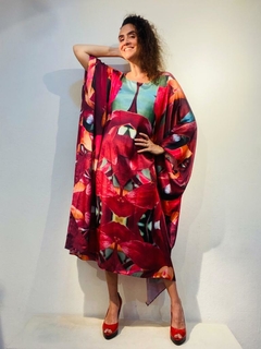 Vestido Maxi Midi Cetim Orquídea Vermelho on internet