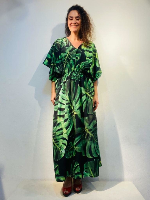Vestido Maxi Elástico Crepe Costela de Adão