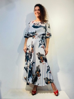 Saia Plissada Crepe Birds - ALESSA