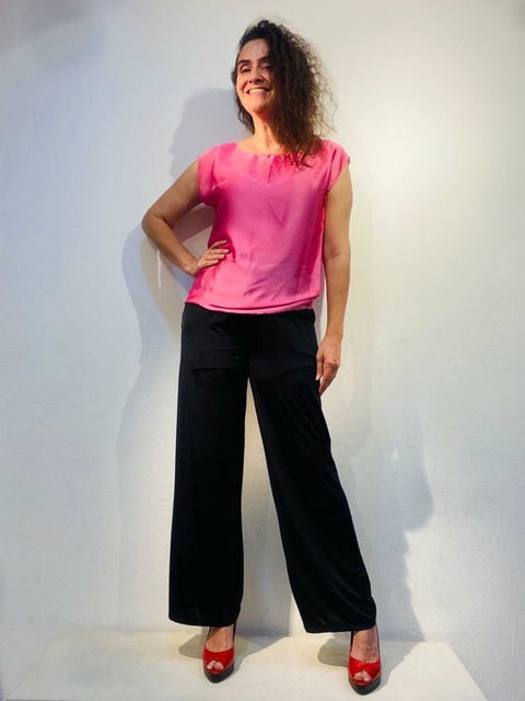 Camiseta Kaftan Cetim Rosa Lisos