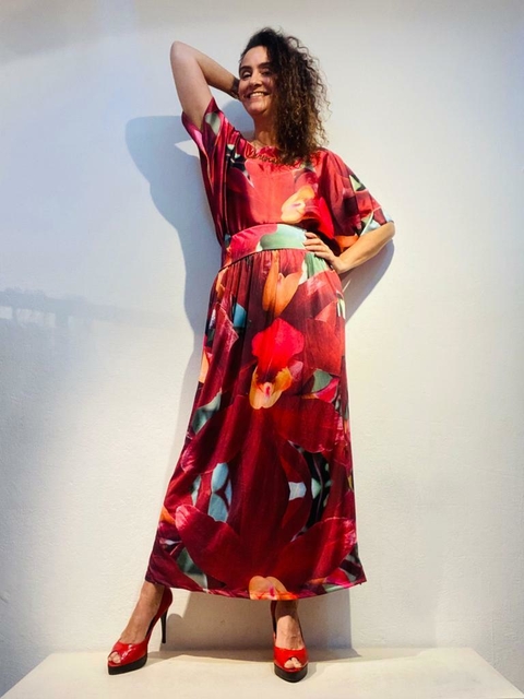Saia Reta Jersey Orquidea Vermelho