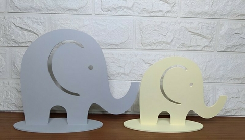 Adorno Elefante P/G cinza e amarelo