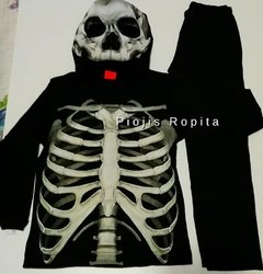 Set disfraz de esqueleto remera manga larga mascara de calavera y pantalon - comprar online