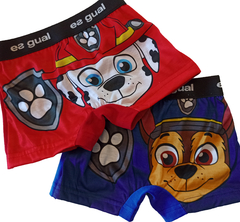 Set de 2 Boxers con personajes PAW PATROL patrulla canina marshal y chase