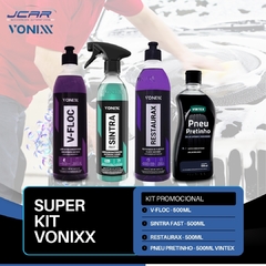 KIT LAVAGEM AUTOMOTIVA VONIXX ( V FLOC 500ML + SINTRA 500ML + RESTAURAX 500ML + PRETINHO VINTEX 500ML)