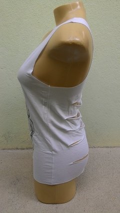 Camiseta Fitness Regata Viscolycra com Estampa na Frente e Rasgos nas costas | Unicórnio | Ref: CRF09 - Promoção !!! na internet
