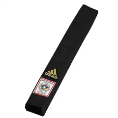Faixa Judô Preta Adidas Elite Selo FIJ logo Dourad