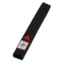 Faixa Judô Preta Adidas Elite Selo FIJ logo vermelha