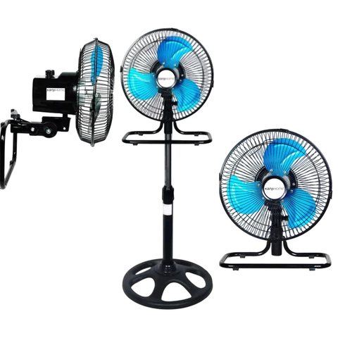 VENTILADOR KANJI DE PIE PALETAS METALI NEGRO KJH-FH1306