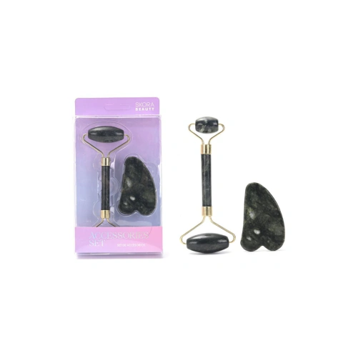 rodillo masajeador de jade+ piedra gua sha