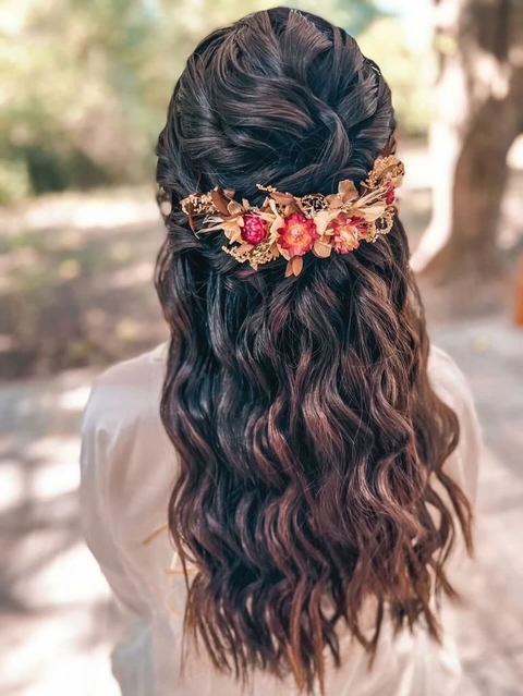 Tocado mediano de Flores Preservadas con colores a elección!