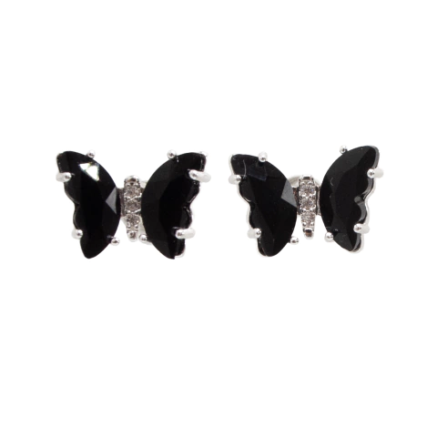 Aro mariposa piedra cristal negra - comprar online