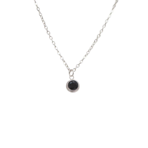 Gargantilla Acero Blanco. Punto de luz Negro - comprar online