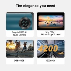 Cubot Note 20 Rear Quad Camera Smartphone NFC 6.5 Inch 4200mAh Google Android 10 Dual SIM Card Telephone 4G LTE 3GB+64GB celular - comprar online