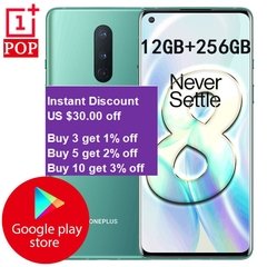 Original Oneplus 8 5G Mobile Phone 6.55 inch 90hz Snapdragon 865 Octa Core Android 10 NFC Smartphone