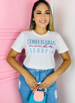 T-shirt ribana canelada Confeitaria minha Terapia na internet