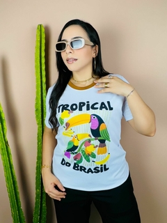 T-SHIRT CANELADA TROPICAL BRASIL - BRANCA - Fabi T-shirts