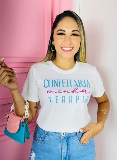 T-shirt ribana canelada Confeitaria minha Terapia