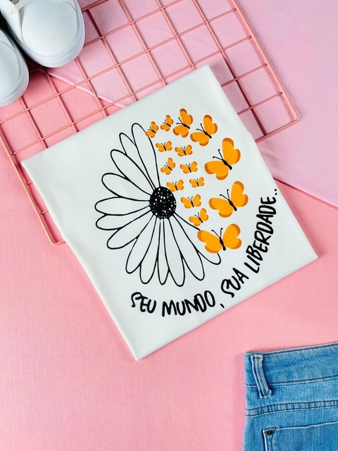 T-shirt ribana canelada Seu mundo, sua liberdade...