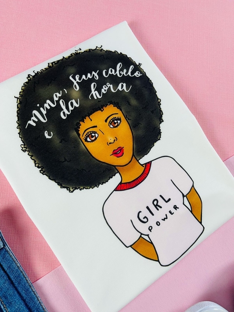 T-shirt ribana canelada Mina, seu cabelo é da hora