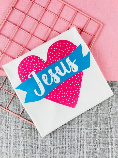 T-shirt ribana canelada Jesus Coração