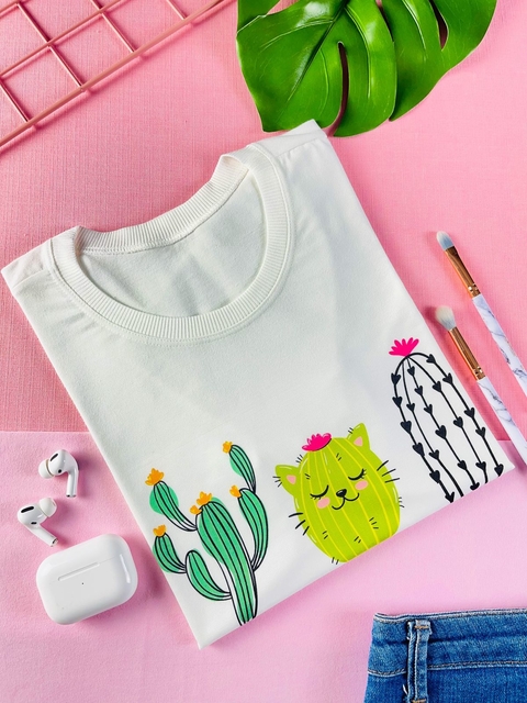 T-shirt ribana canelada Cat Cactos
