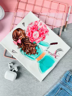 T-shirt ribana canelada rosas e bike