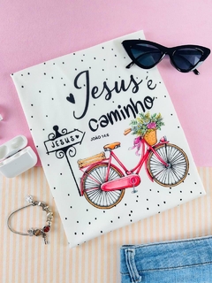 T-shirt ribana canelada Jesus é o caminho